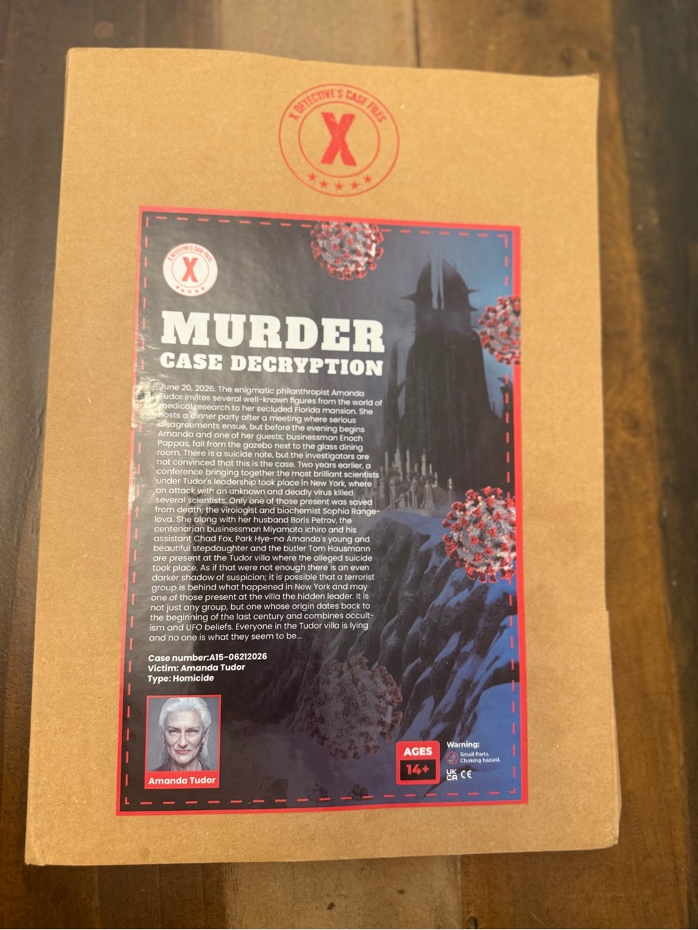 X Detective's Case Files: Murder of Amanda Tudor Board Game - Open
Box /Unplayed